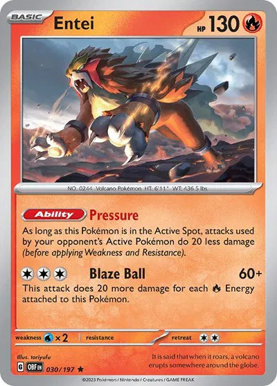 Entei (Obsidian Flames) 030/197 Reverse Holofoil