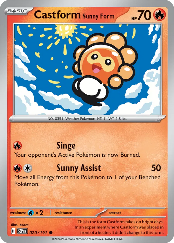 Castform Sunny Form (Surging Sparks) 020/191 Reverse Holofoil